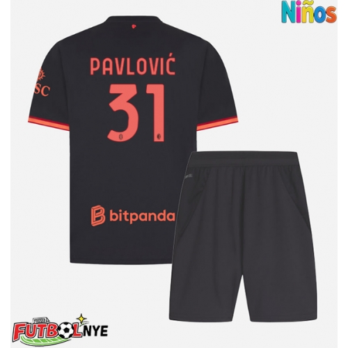 Camiseta AC Milan Strahinja Pavlovic #31 Tercera Equipación para niños 2026-27 manga corta (+ pantalones cortos)